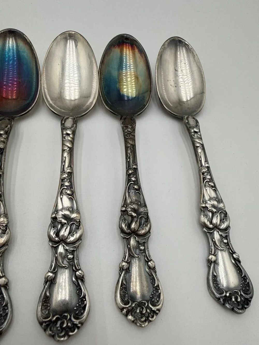 Vintage 1835 R. Wallace Silver Plated Floral Pattern Teaspoons set 6